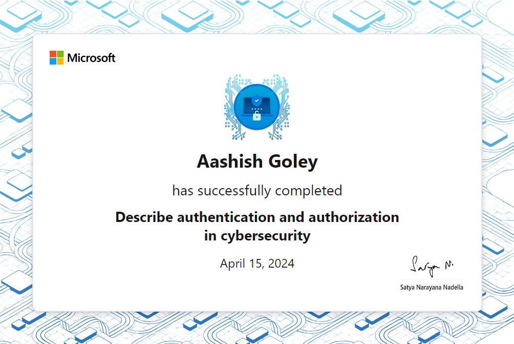 Describe authentication and authorization in cybersecurity Aashish Goley